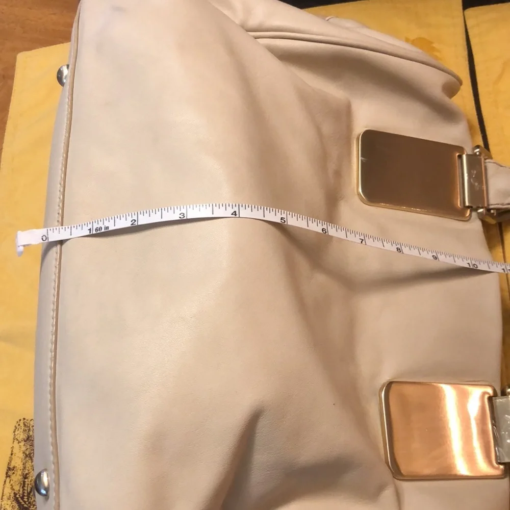 Banana Republic Cream Leather Large Slouchy Hobo Bag with gold colored hardware